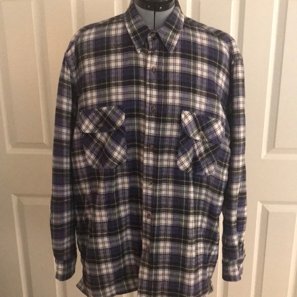 Timber Ridge Flannel Shirt Jacket Quilted Lining Blue Green White Plaid …
